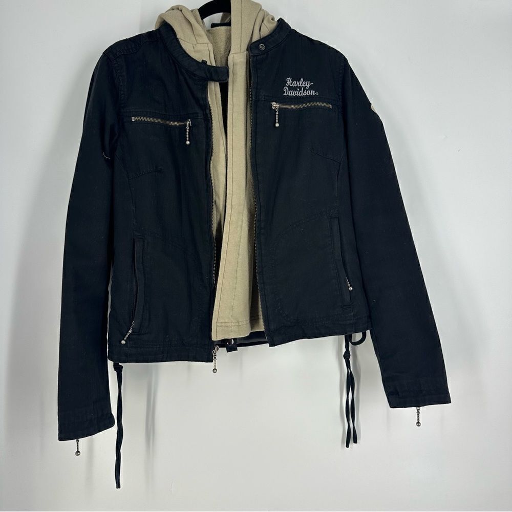 HARLEY DAVIDSON Women’s 2-n-1 Jacket with Removable Vest Sz M Vintage Y2K